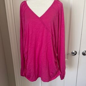 Elegant Fuchsia Long Sleeve Wrap Top